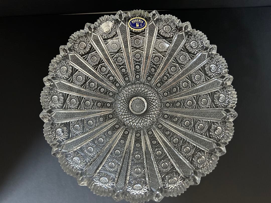 【新品・未使用品】ボヘミアクリスタル 大皿 ガラス 27.5cm 箱付