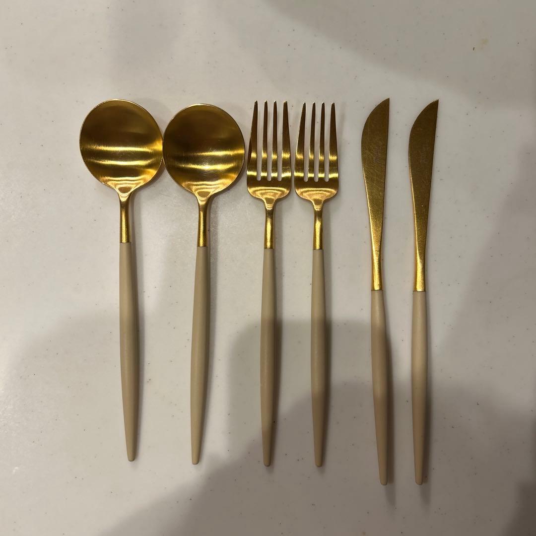 クチポールゴア　アイボリー×ゴールド ディナーカトラリー2セット 正規取扱店】 クチポール GOA/ゴア ディナー 2本セット アイボリー