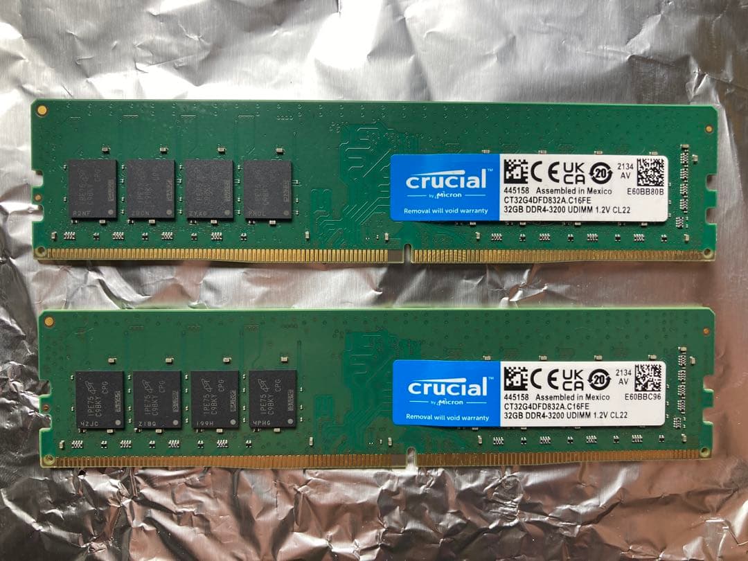 crucial 64GB DDR4-3200 PCメモリ Crucial 64GB DDR4 RAM Kit (2x32GB), 3200MHz (PC4-25600) CL22
