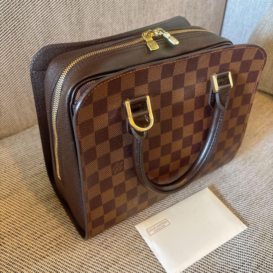 ルイヴィトン ダミエパターン ブラウンレザーハンドバッグ - メルカリ