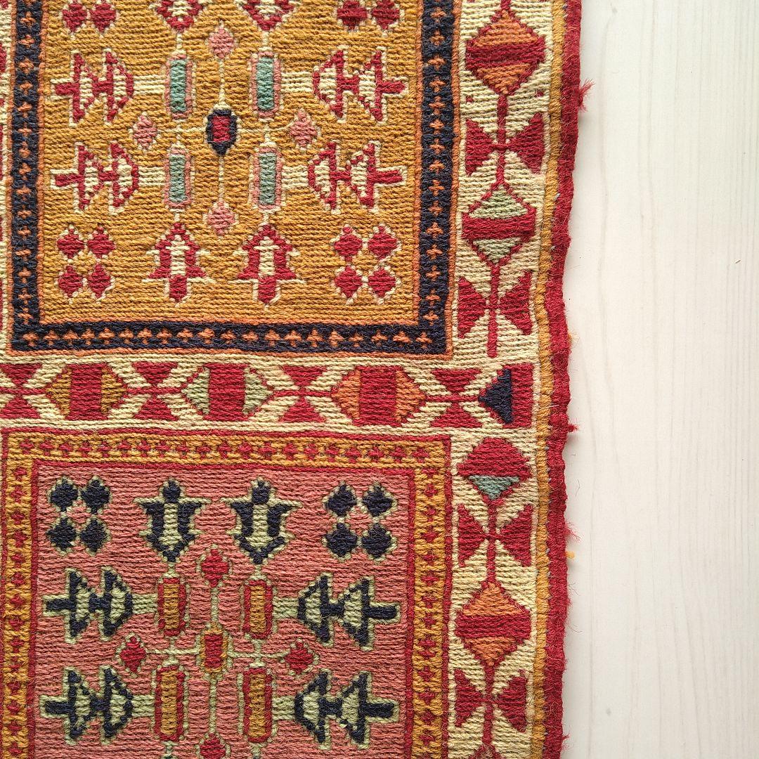 スマック織り キリム 98×52cm 8スクエア 自然モチーフ模様 ペルシャ絨毯