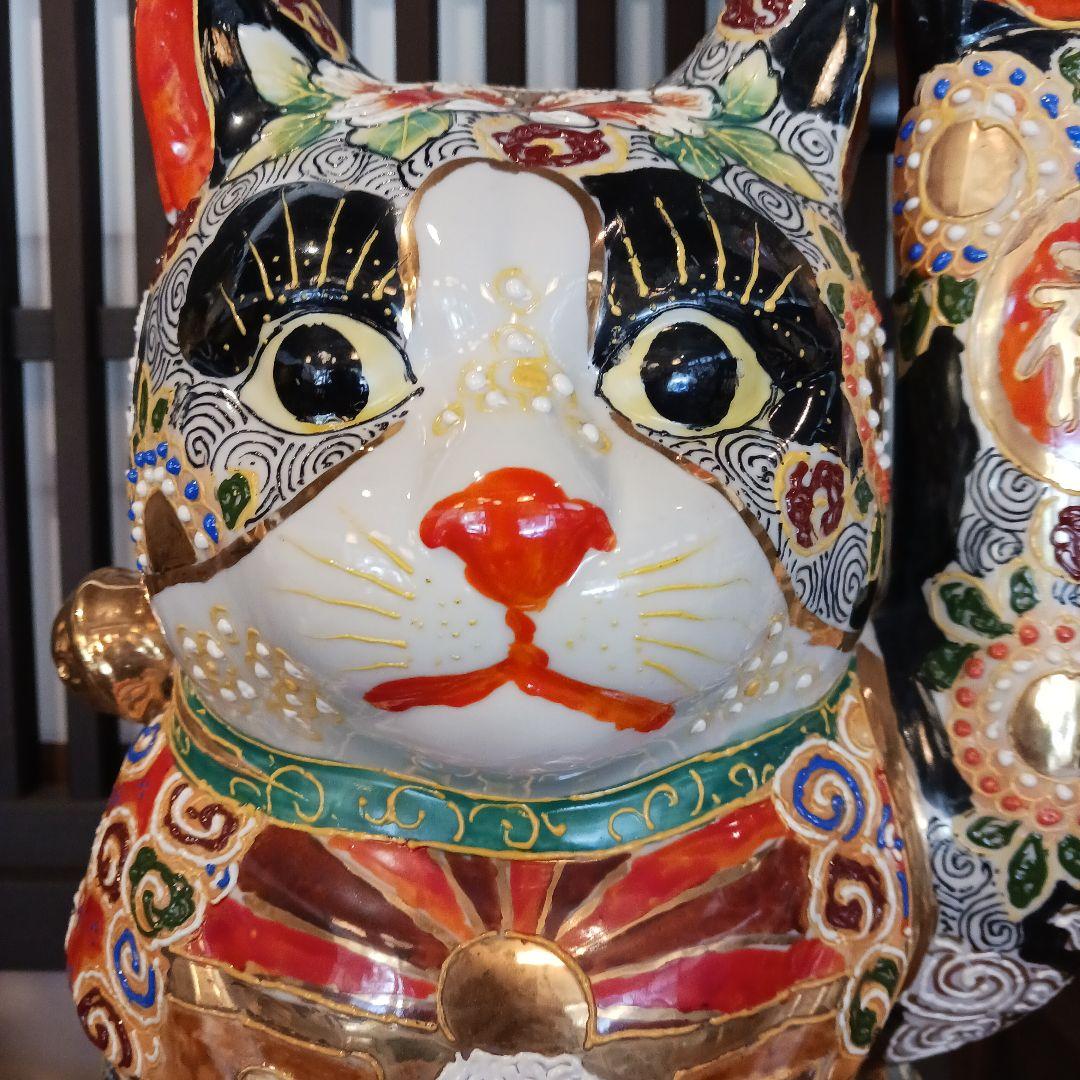 九谷焼盛絵招き猫 高さ45cm