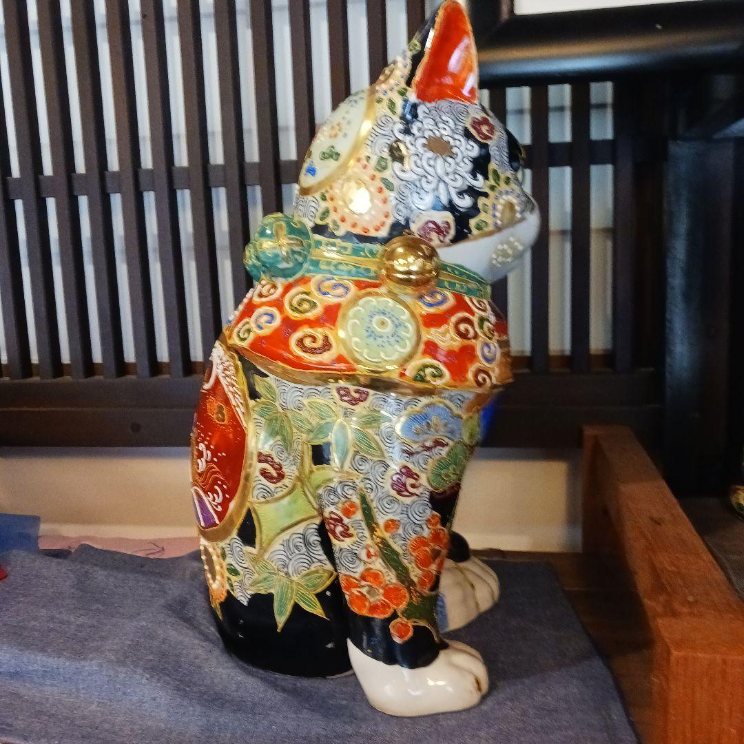 九谷焼盛絵招き猫 高さ45cm