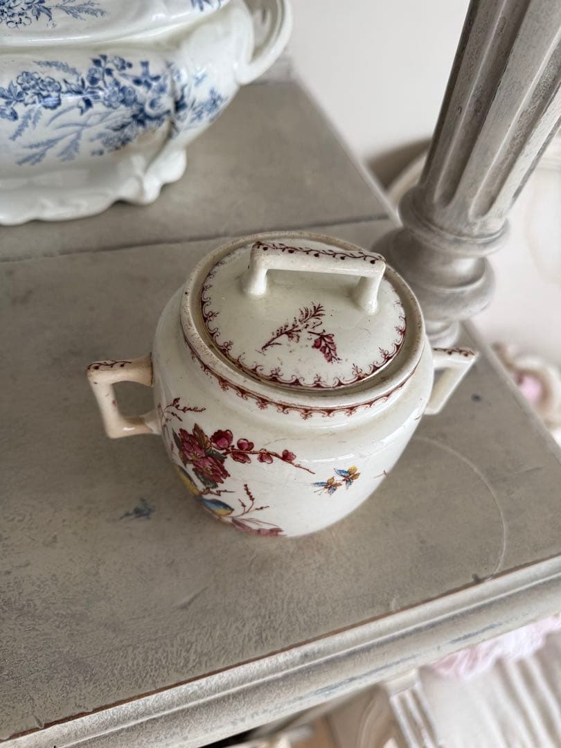 フランスアンティーク陶器リュネビィルmesangeシュガーポット - メルカリ