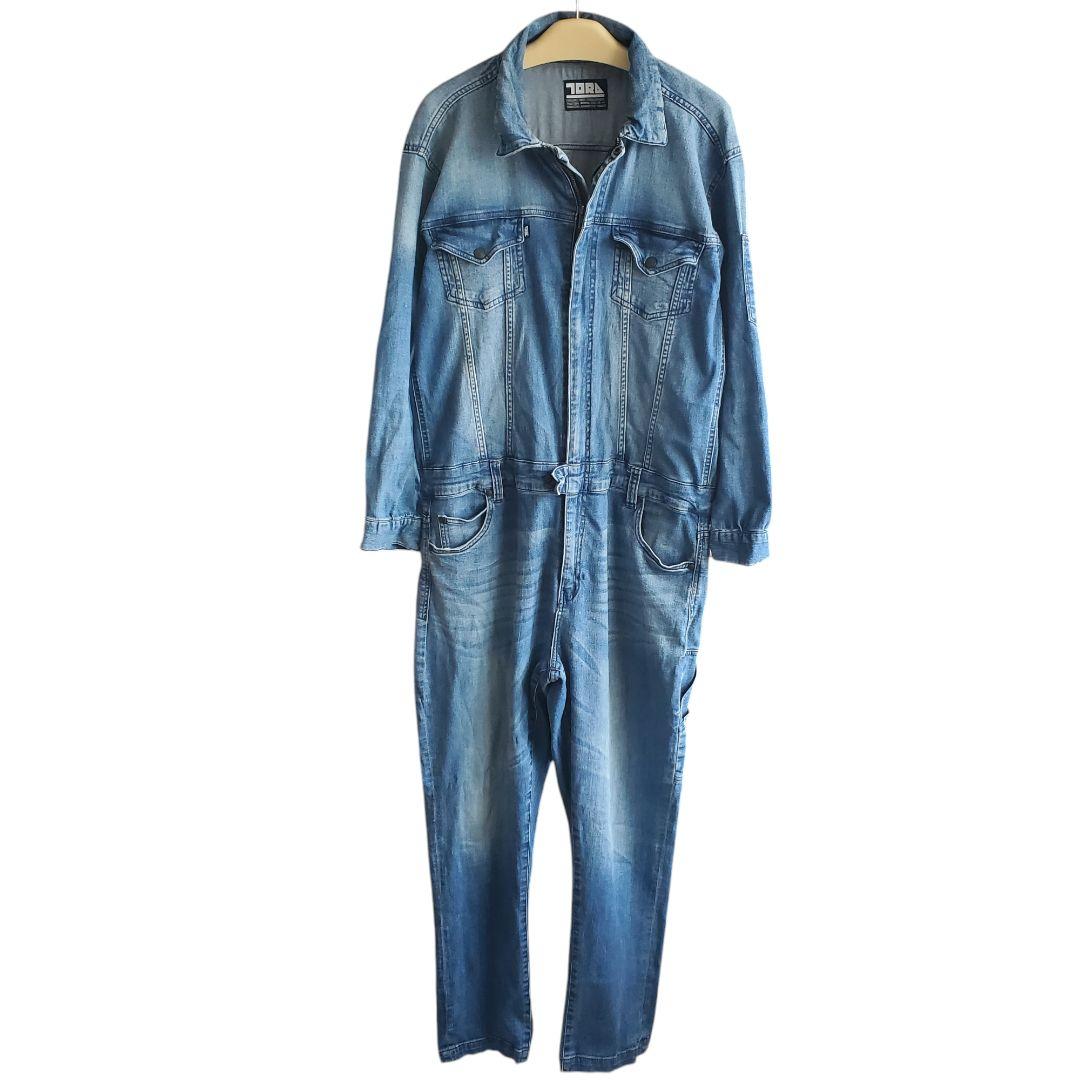 寅壱 デニム つなぎ ツナギ メンズ 作業着 ストレッチ 鳶職 デニム