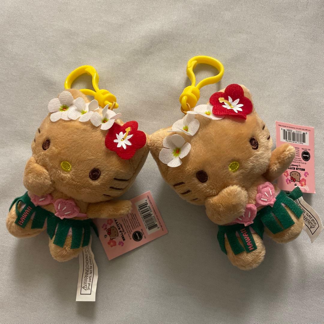 ハワイ限定 日焼けキティ2個セット ハローキティ フラ キーホルダー