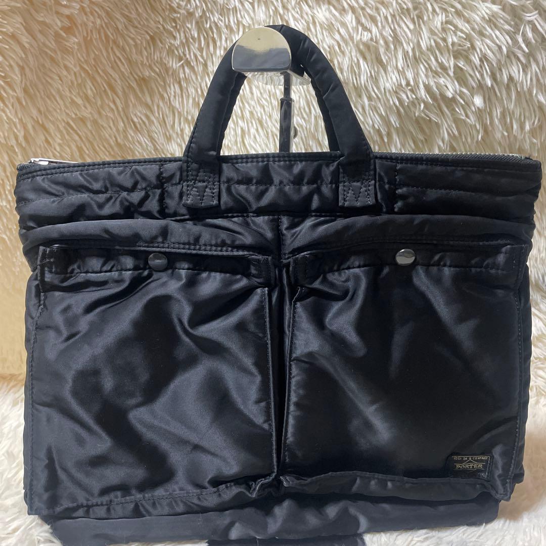 美品》PORTER タンカー ブリーフケース ビジネスバッグ ブラック A4
