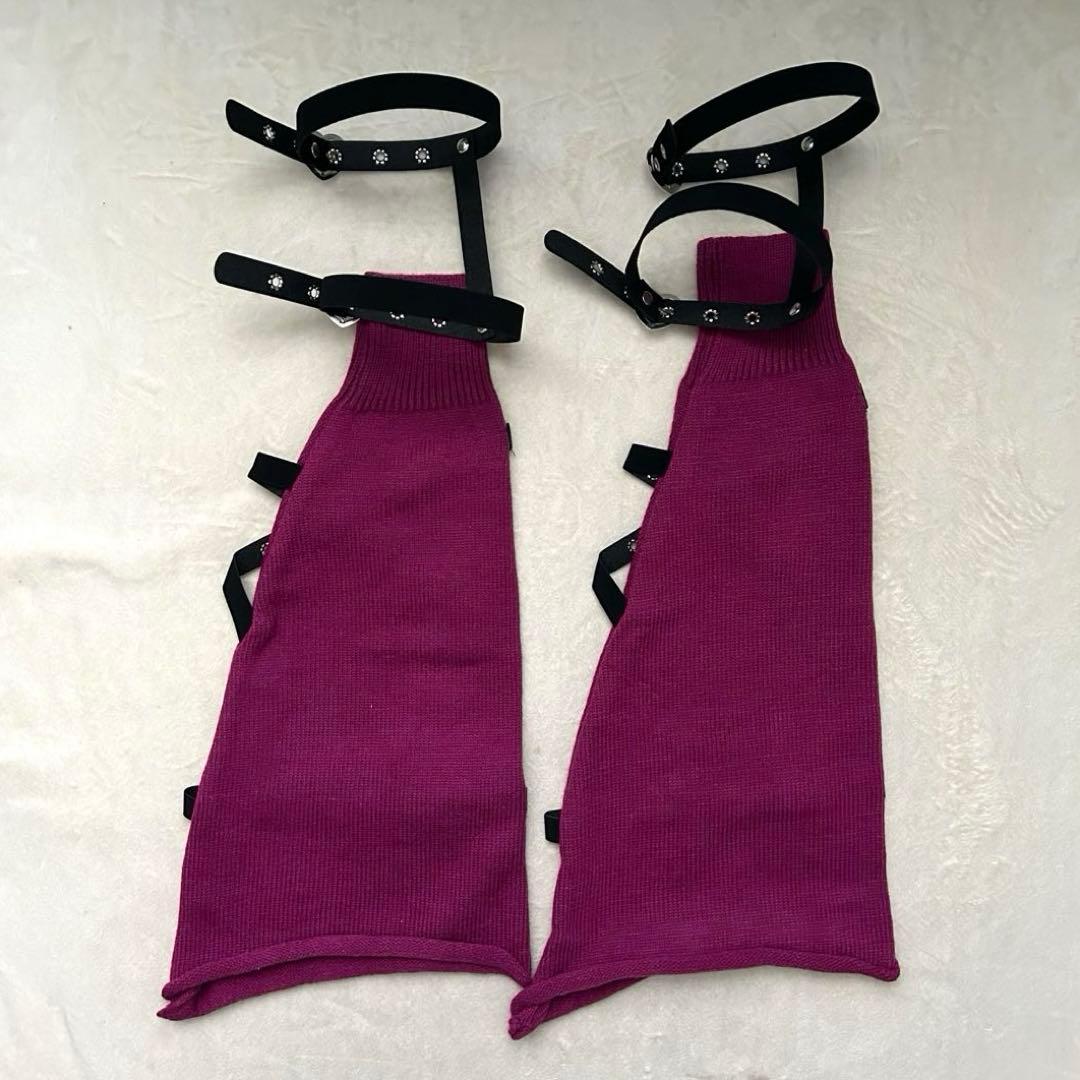 サブカル 地雷 レッグウォーマー ハーネス ベルト 赤 紫 レッグカバー