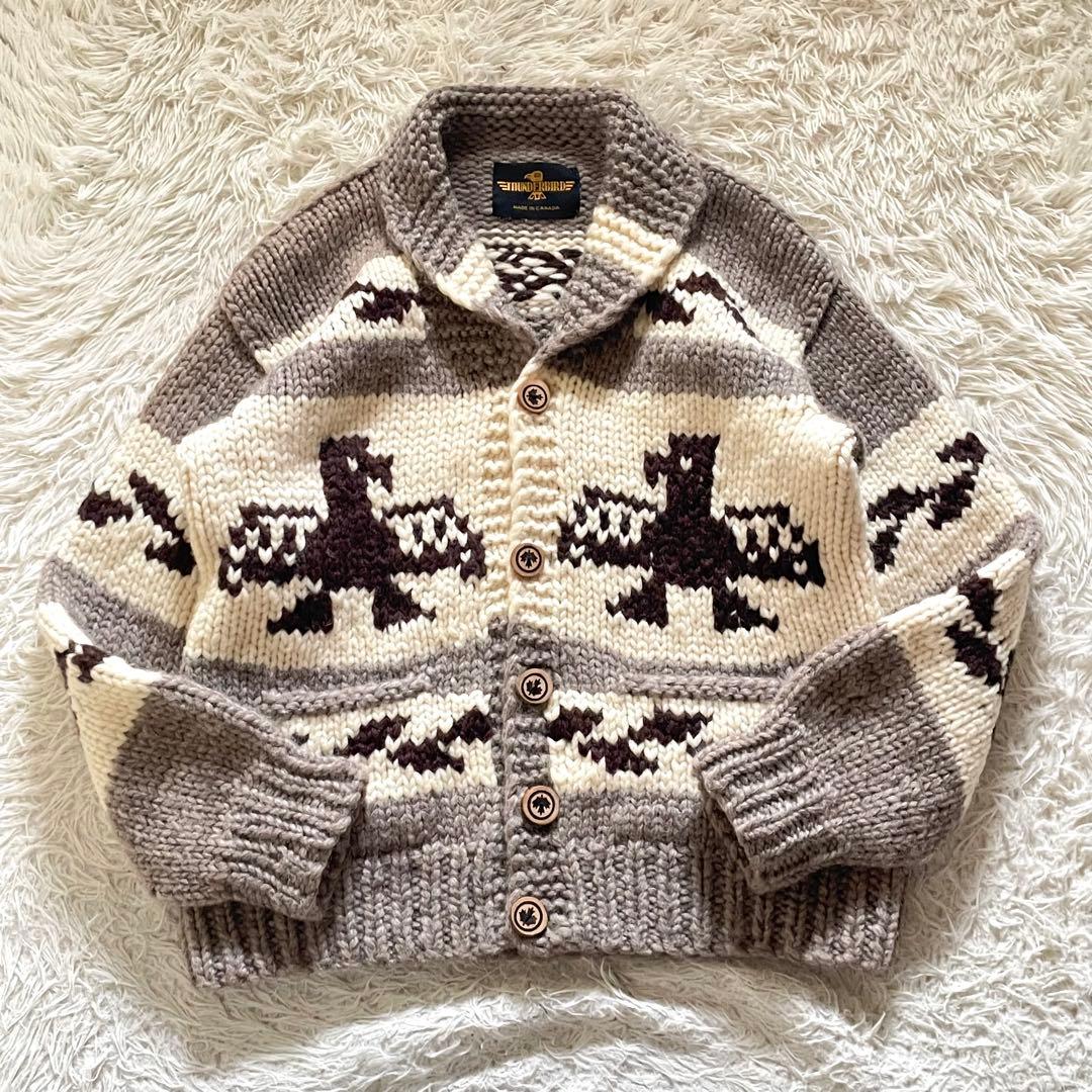 THUNDER BIRD カウチンニットカーディガン カナダ制 鷹 L相当 - メルカリ