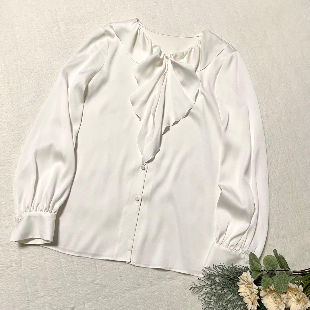 美品《ANAYIアナイ》シフォンフリルブラウス ホワイト Mサイズ