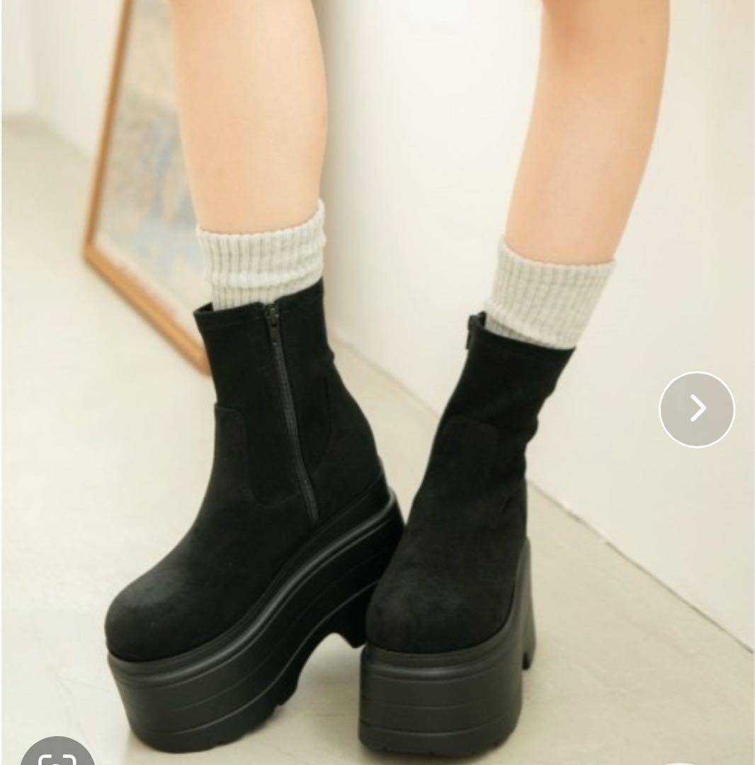 【R&E】ボリュームソールストレッチショートブーツ アールアンドイー R&E【R&E】ボリュームソールストレッチショート