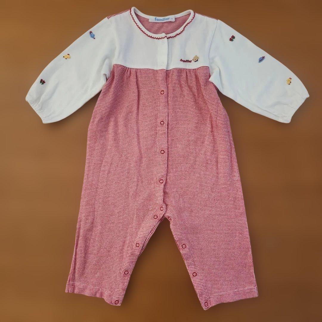 ファミリア ロンパース 70 刺繍 ロゴ - メルカリ