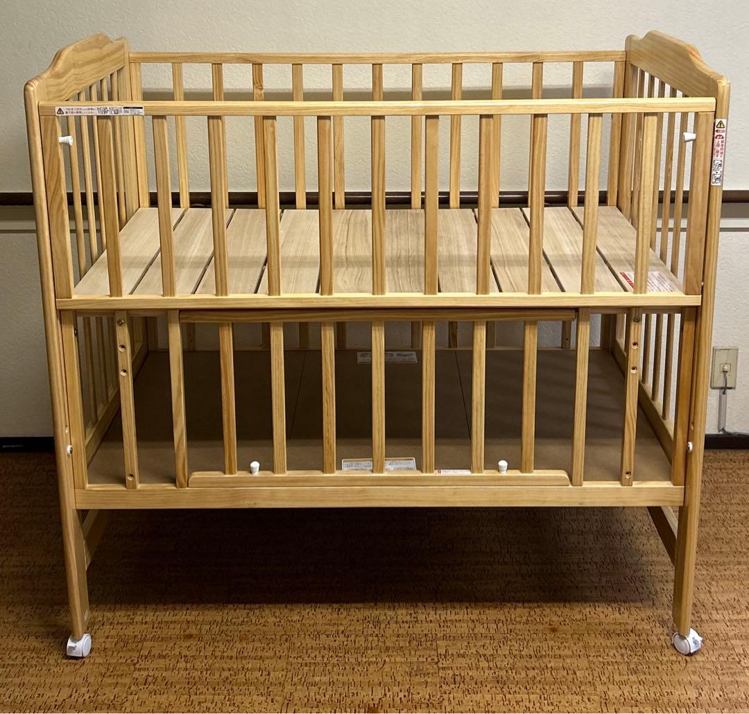 引き取り・配達】 カトージ ハイシートベビーベッド（ナチュラル）尼崎