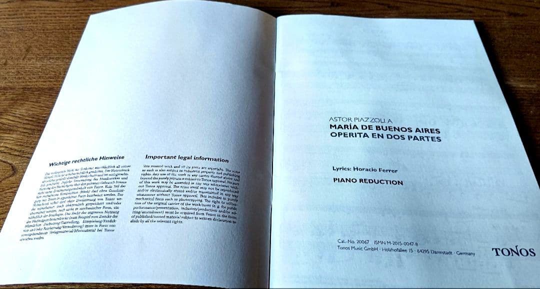 輸入楽譜♢アストル・ピアソラ ♢マリア・デ・ブエノスアイレス