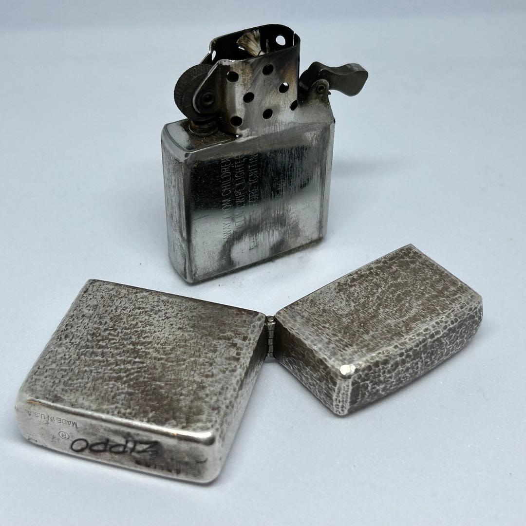 ZIPPO スターリングシルバー ハンマートーン 1991年製 イタリック 希少