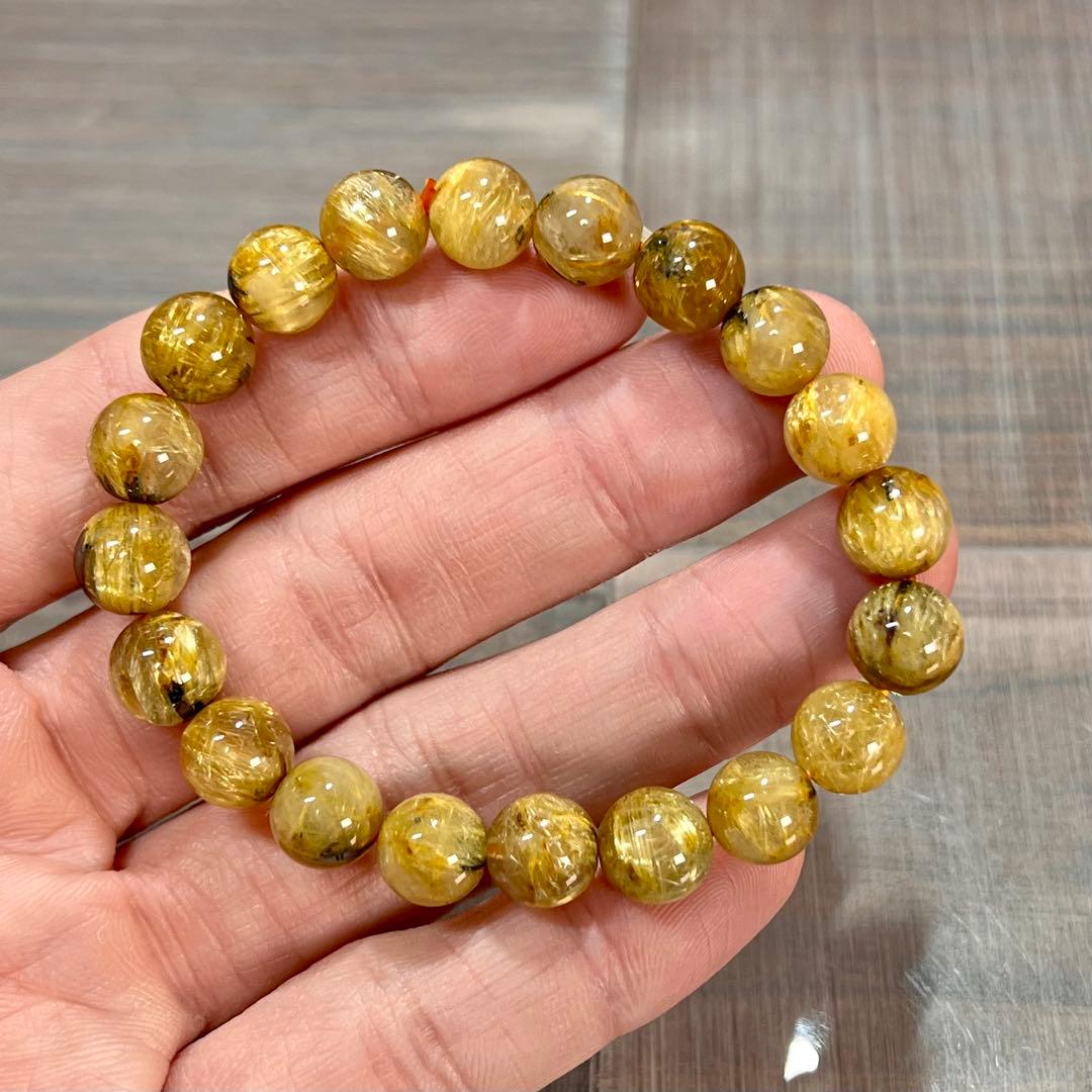 金運強　太陽放射ルチルブレスレット　ヘマタイト　ルチルクォーツ　2-11 11.5mm太陽ルチル(ヘマタイト/ルチル)】ルチルクォーツ 11.5mm玉