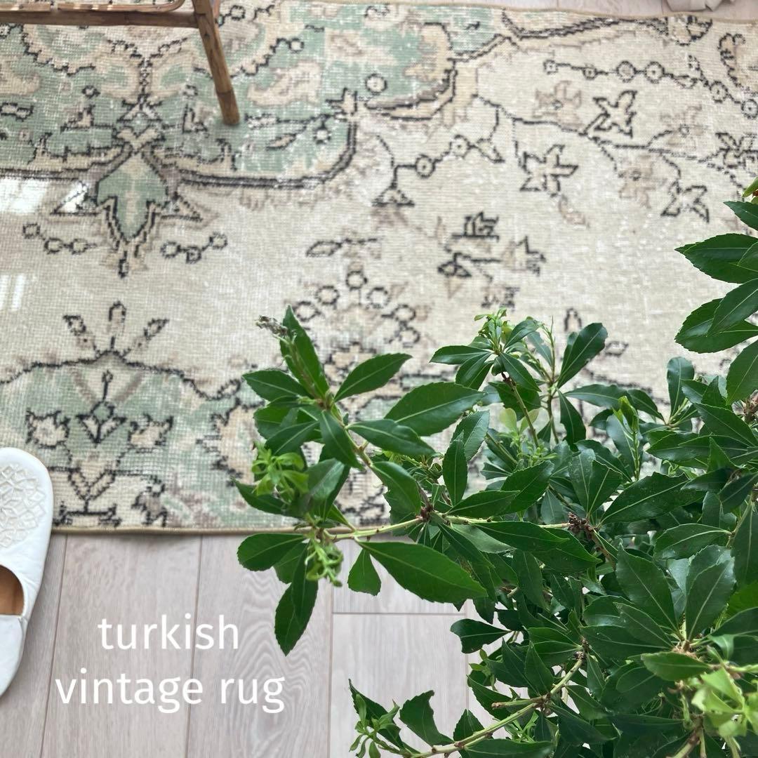 超ロング71×283 ペパーミント ベージュ ランナー トルコヴィンテージ