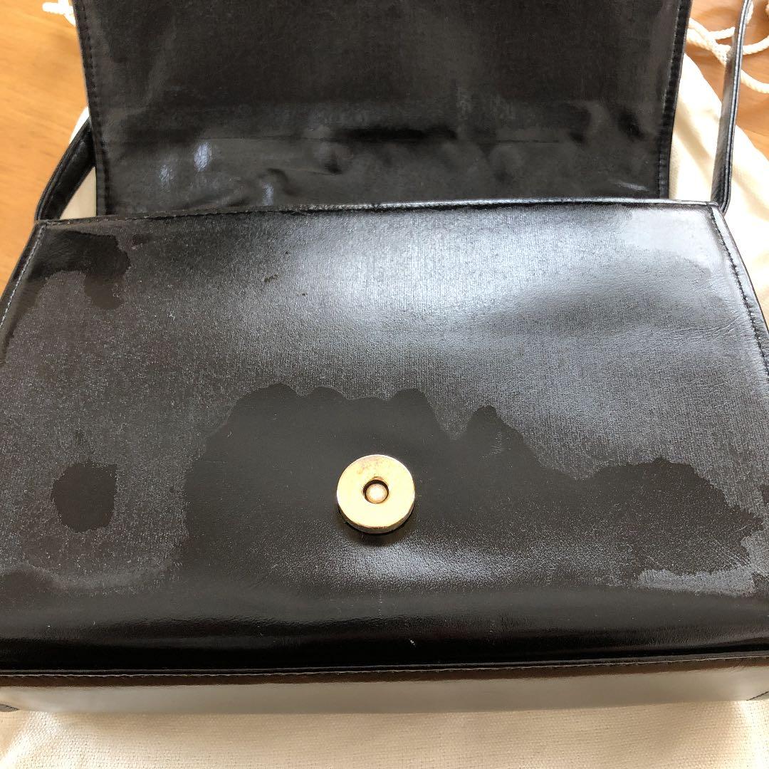 クレージュ】Courreges ショルダーバッグ エナメル 黒 ヴィンテージ