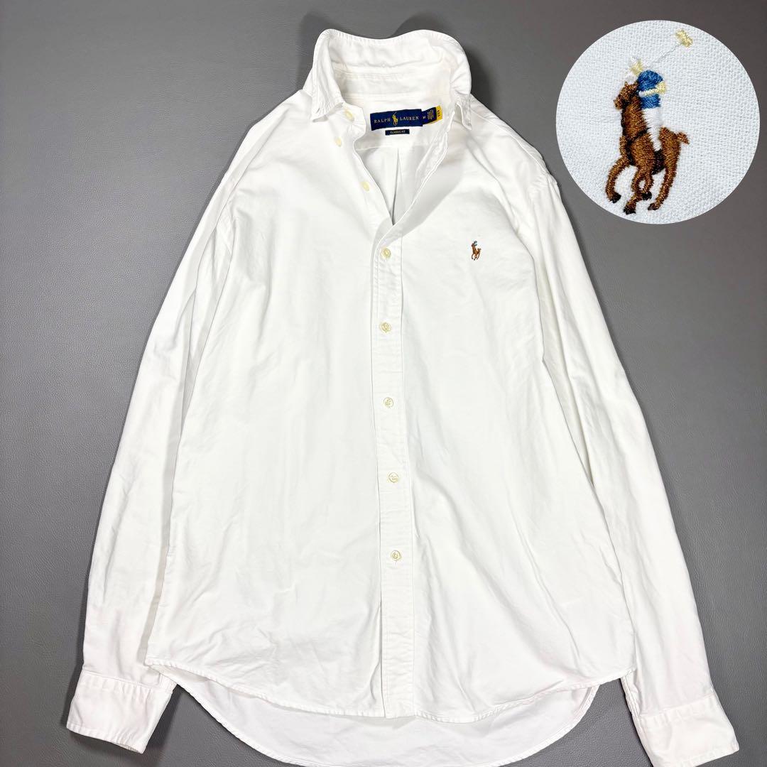 ラルフローレン オックスフォードシャツ ポニー刺繍 ホワイト M相当