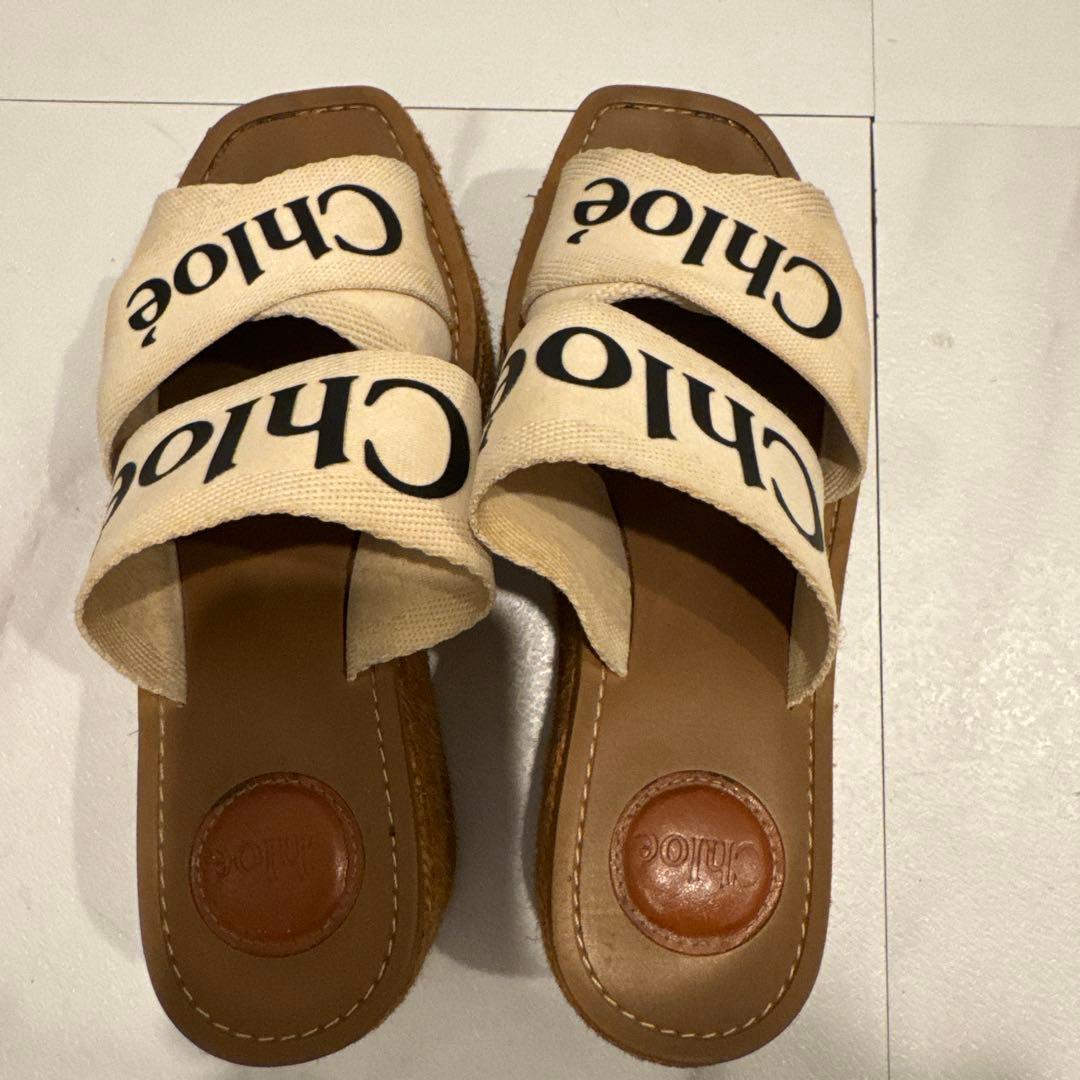 Chloé ウッディウェッジエスパドリーユ ホワイト - メルカリ
