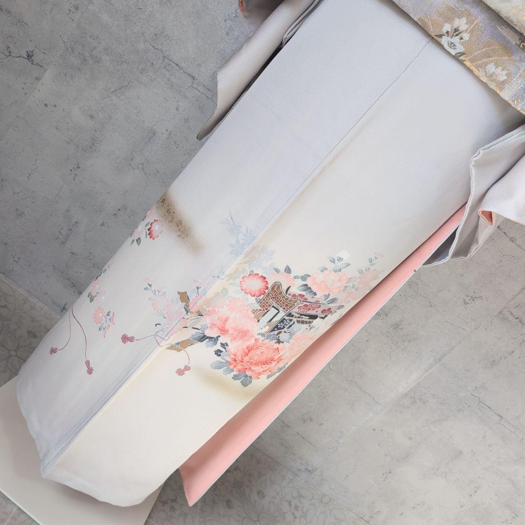 訪問着 フルセット 着物 正絹 トールサイズ 友禅 花車 金彩加工 祝い事