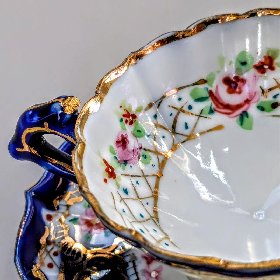 オールドニッポン デミタス 高台ペディスタル C&S 金彩 花文 - メルカリ