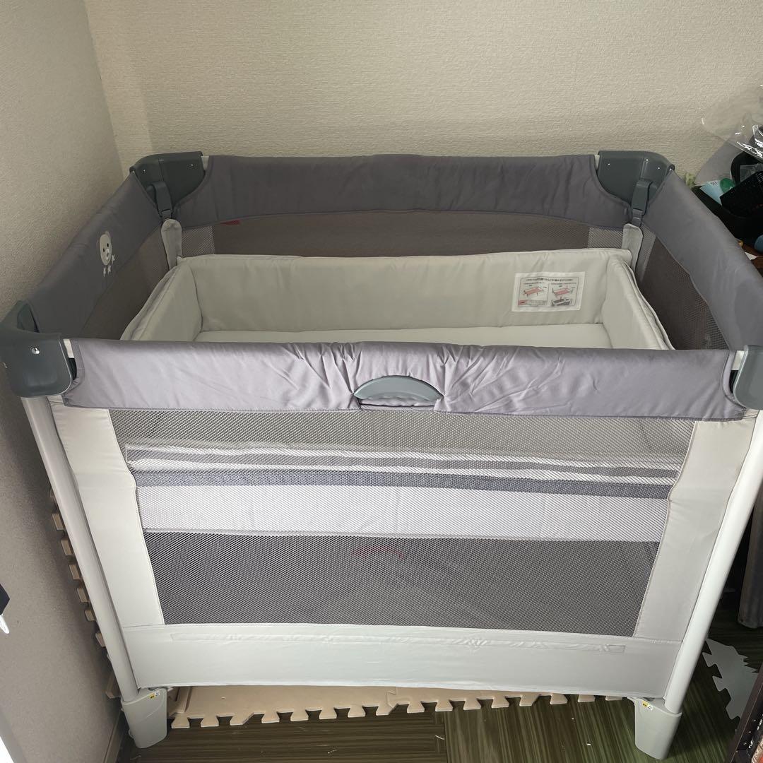 【美品】アップリカ ココネルエアー グレーベアー AB ベビーベッド アップリカ ココネルエアーAB 折りたたみベビーベッド グレー 楽天市場