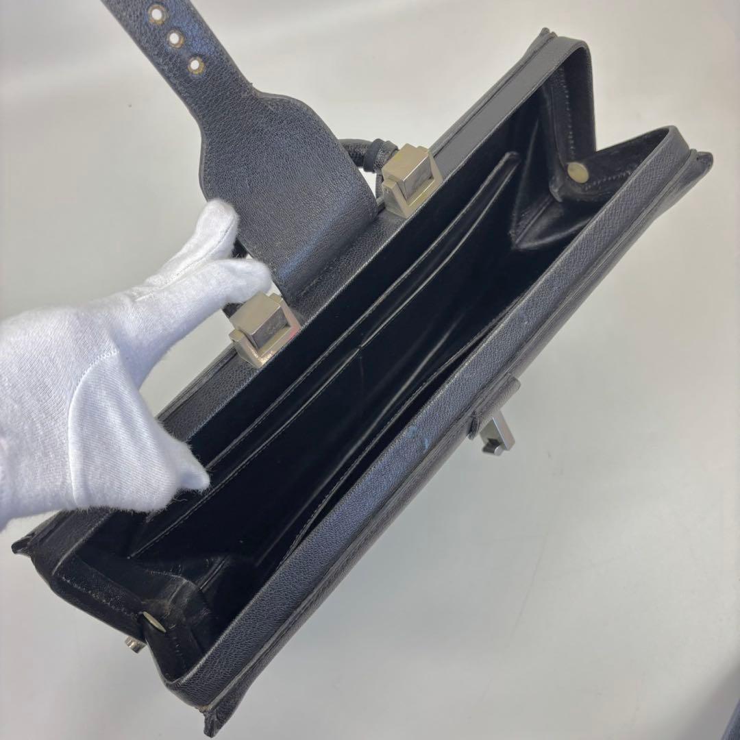 廃盤 モラビト ダレスバッグ ロゴ型押し レザー 大容量 A4 PC可 黒