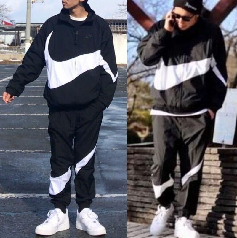 M ナイキ スウッシュ ウーブン 上下セット ナイロン ジャケット パンツ