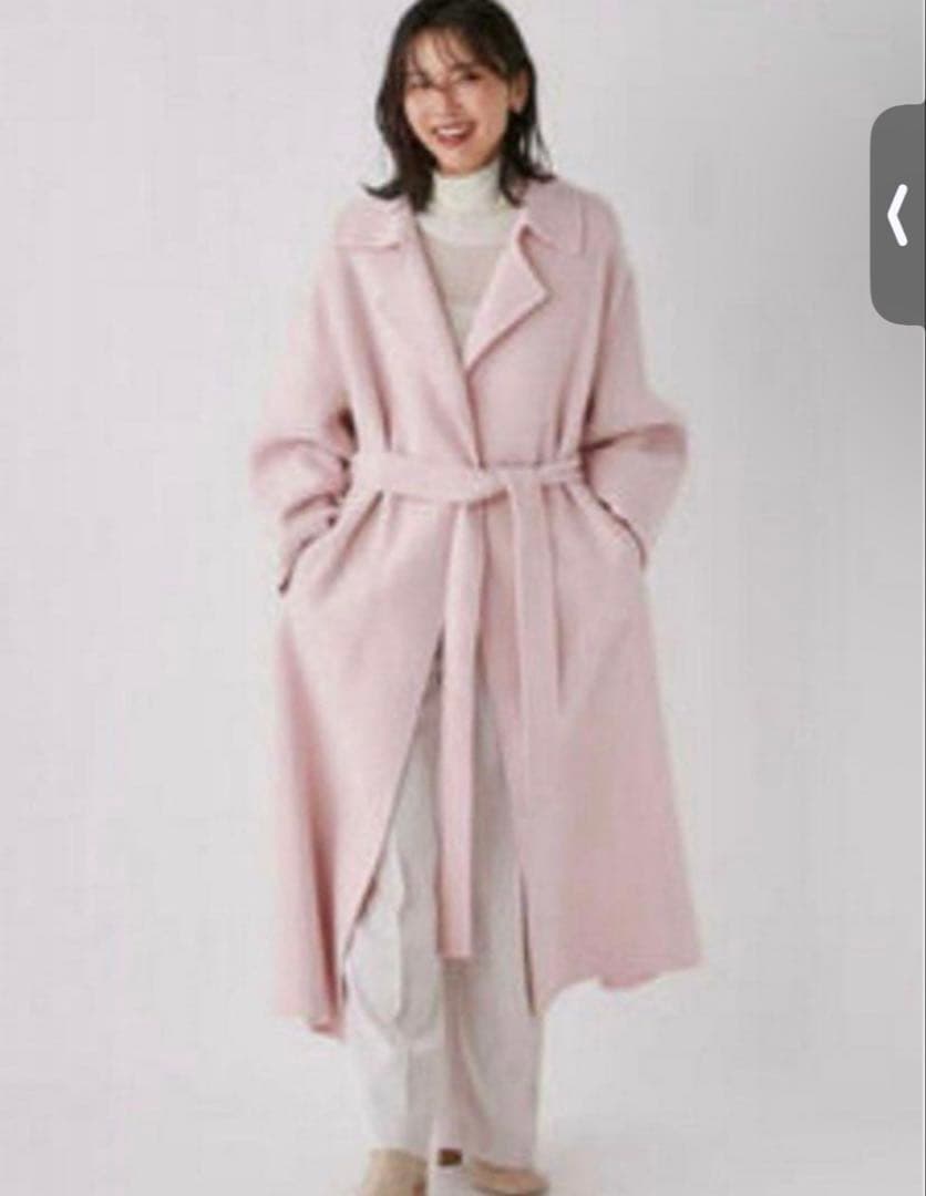 即発送！FRAY I.D ウールトレンチリバーコート　ピンク♡ゆん FRAY I.D（フレイアイディー）の「ウールカシミアトレンチリバーコート