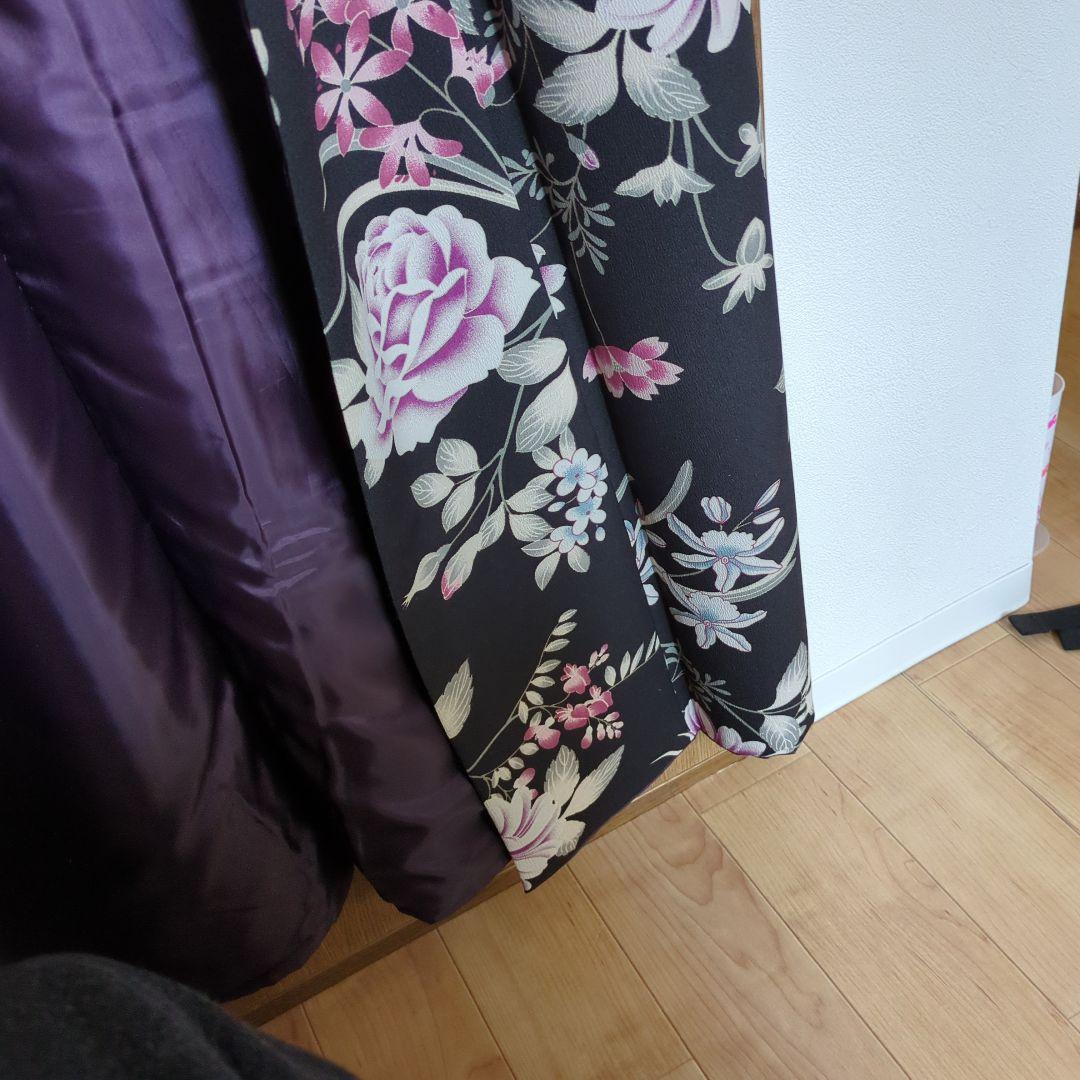 黒地に花柄の小紋着物 撫松庵 プレタМサイズ - メルカリ