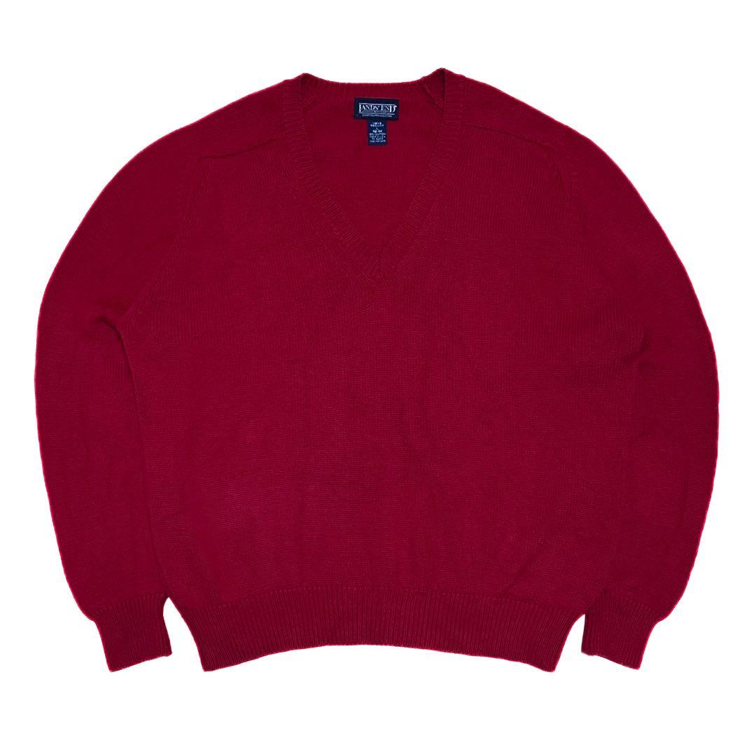 90s LANDS' END コットンニット ドリフターセーター レッド 赤 - メルカリ