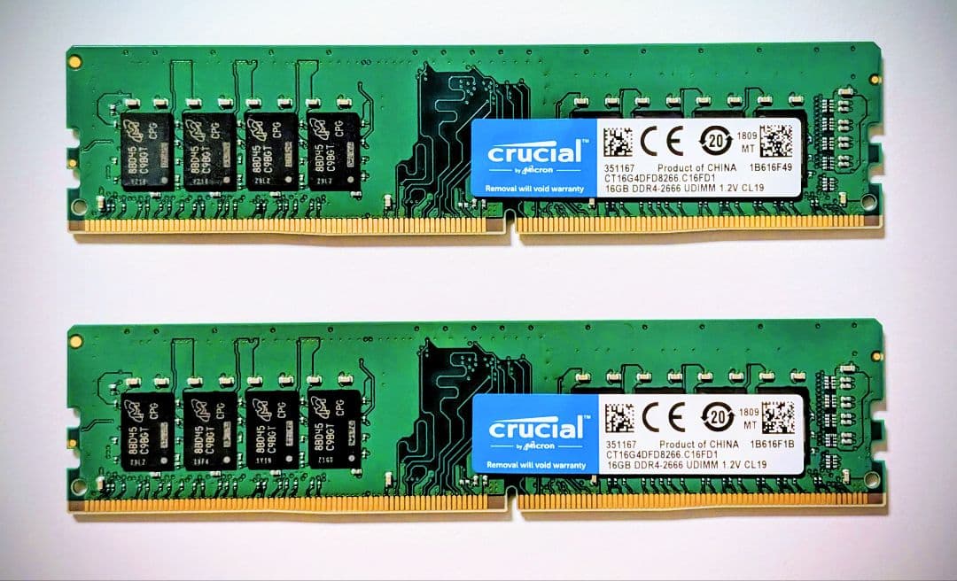 32GB Crucial デスクトップ用メモリ DDR4-2666 16GB×2 Crucial 32GB Kit (16GBx2), 260-pin SODIMM, DDR4 PC4-21300, at