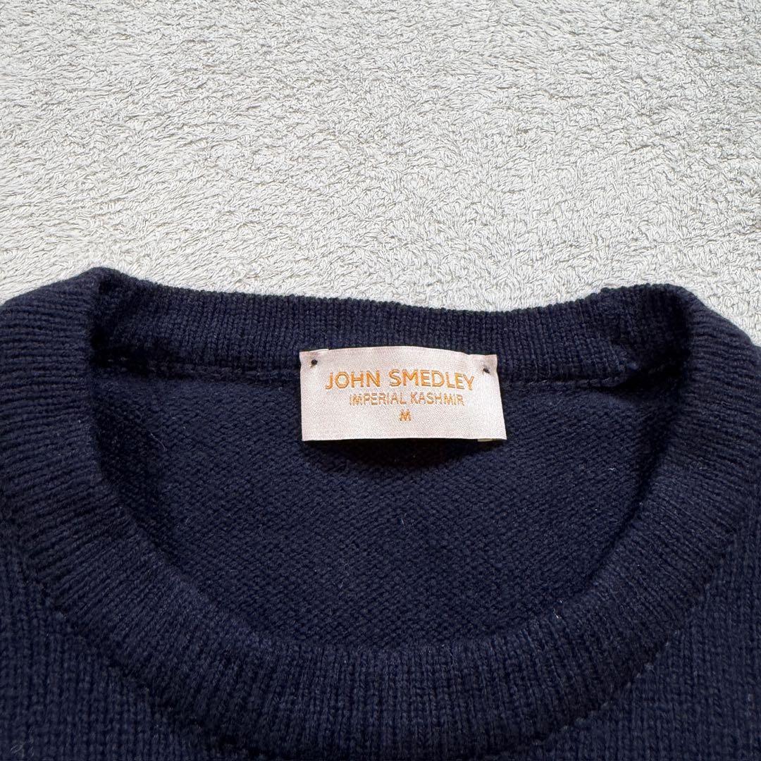 ジョンスメドレー クルーネックニット カシミヤ混ウール ネイビー M
