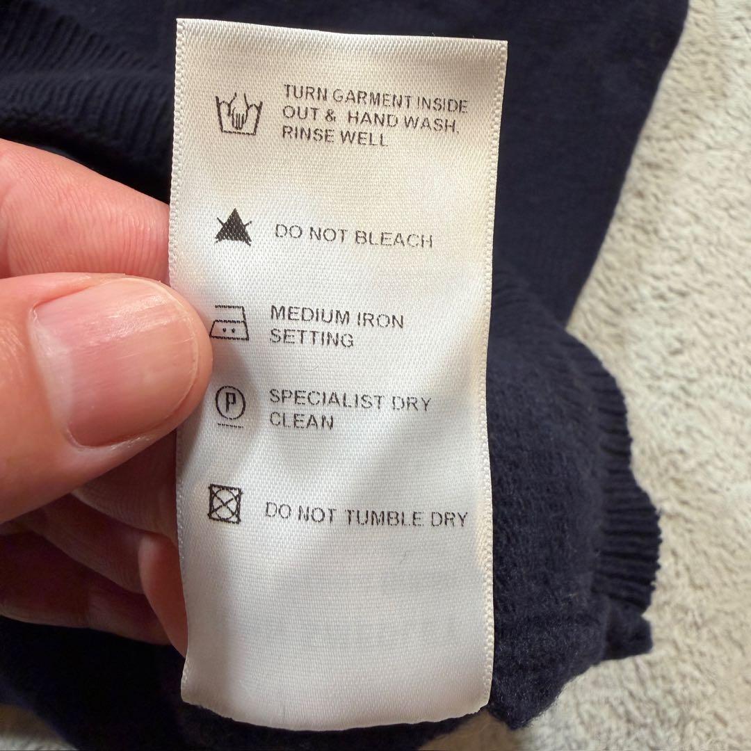 ジョンスメドレー クルーネックニット カシミヤ混ウール ネイビー M