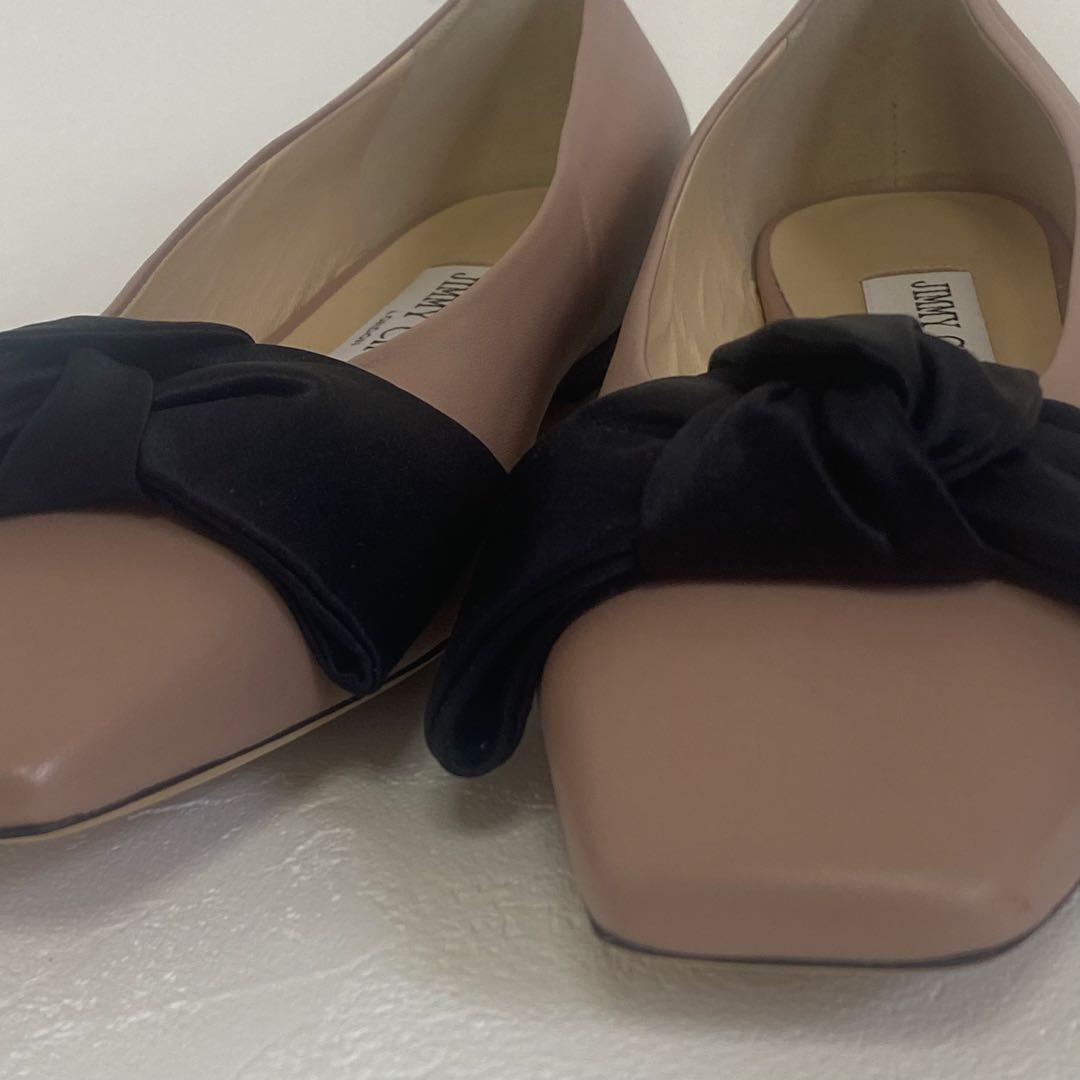 美品✨ JIMMY CHOO BERTELLE FLAT レザーリボン ピンク - メルカリ