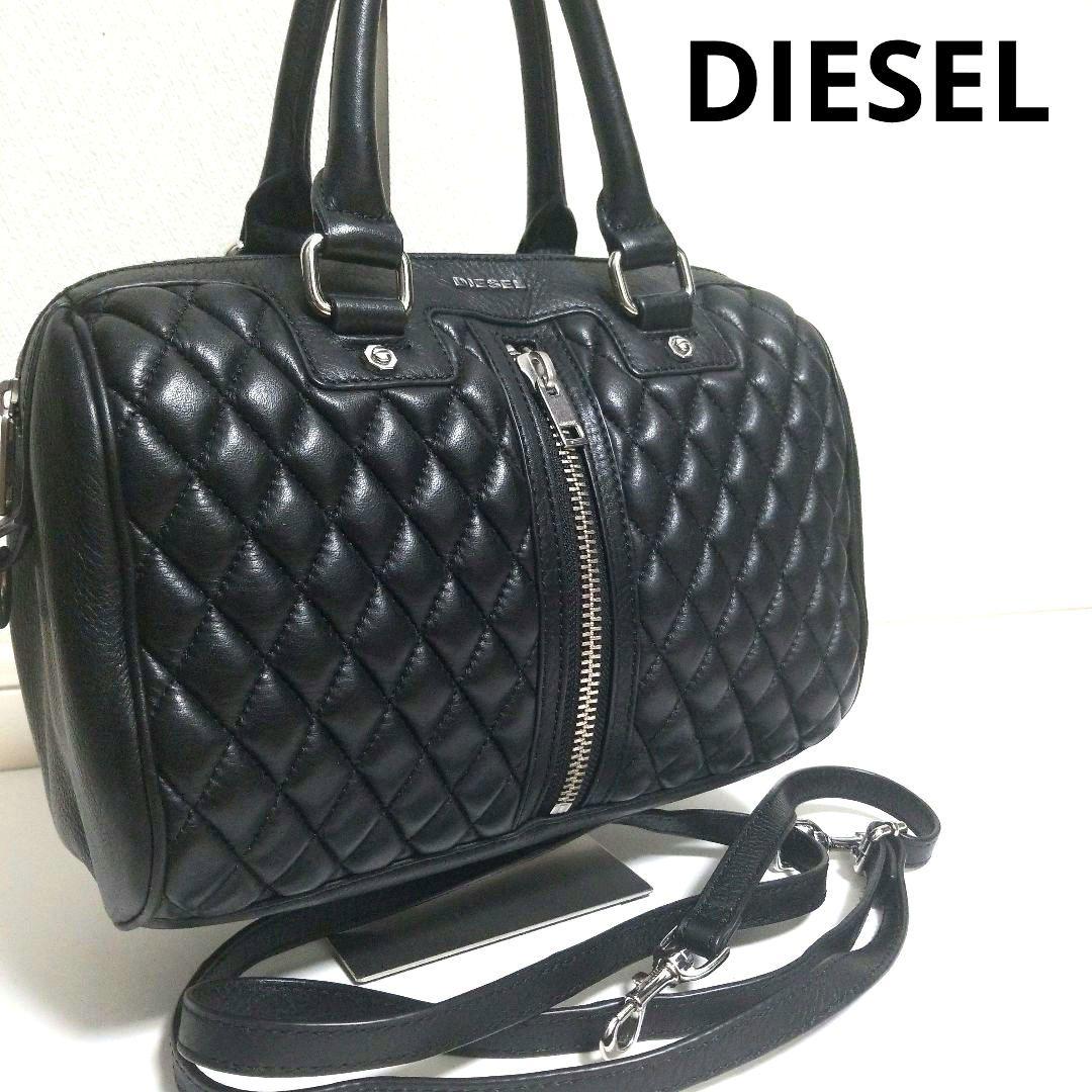 ディーゼル ミニボストンバッグ 2way キルティング ショルダーバッグ 黒