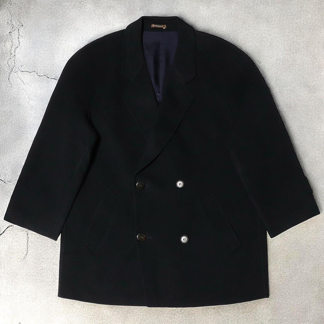 GIVENCHY☆ダブル ハーフコート☆カシミヤ ウール☆短丈☆80s☆黒☆S