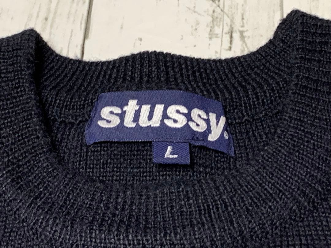 old stussy 90s ニットセータークラウンレア紺タグ王冠ステューシー