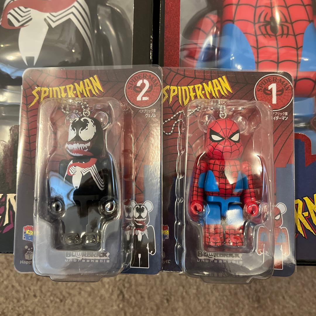 ベアブリックBE@RBRICK400%100スパイダーマンヴェノムハッピーくじ