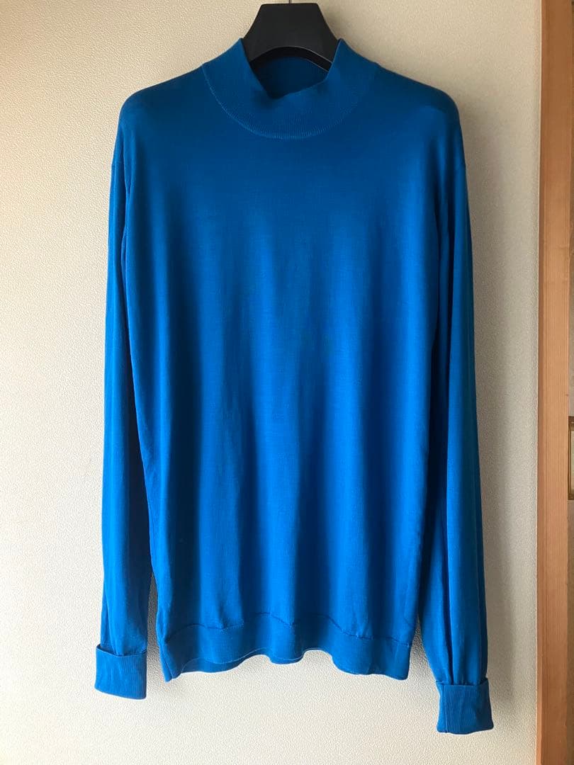 JOHN SMEDLEY ウール 30G モックネックニット ロイヤルブルー L JOHN SMEDLEY（ジョンスメドレー） JOHN SMEDLEY【ジョンスメドレー