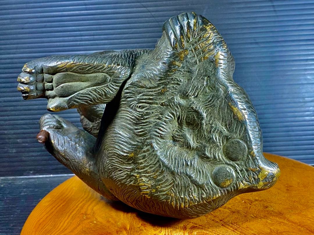 ブロンズ 猿 置物 銅製 時代 2.6kg 高さ 15cm