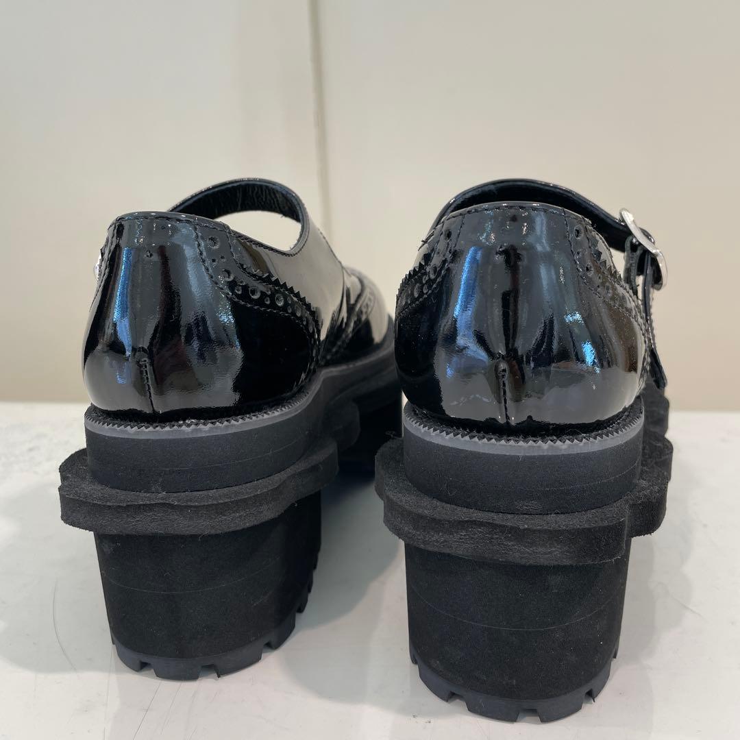 ブラックエナメルレザー厚底シューズ新品元値税込¥72600 - メルカリ