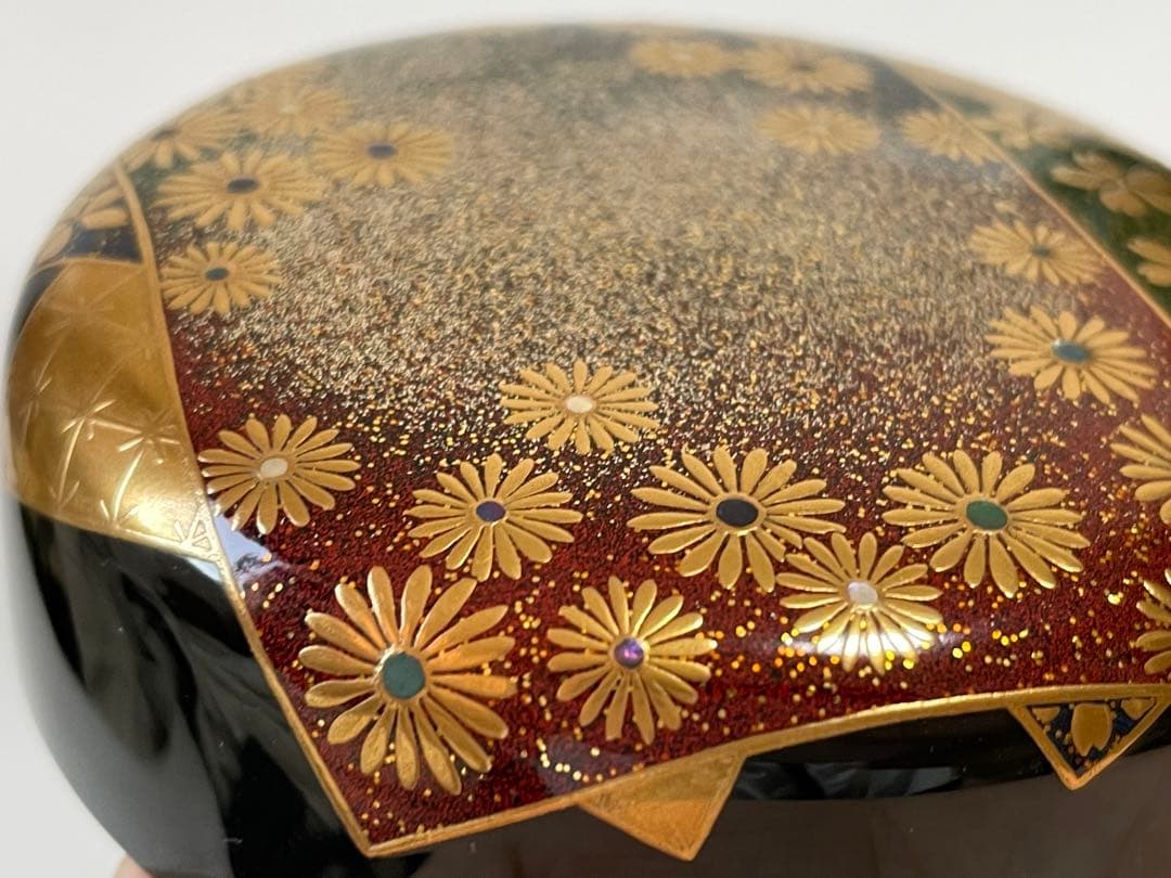 大多尾重則作 色紙春秋蒔絵 平棗 なつめ 棗 茶道具 共箱 蒔絵 桜 菊