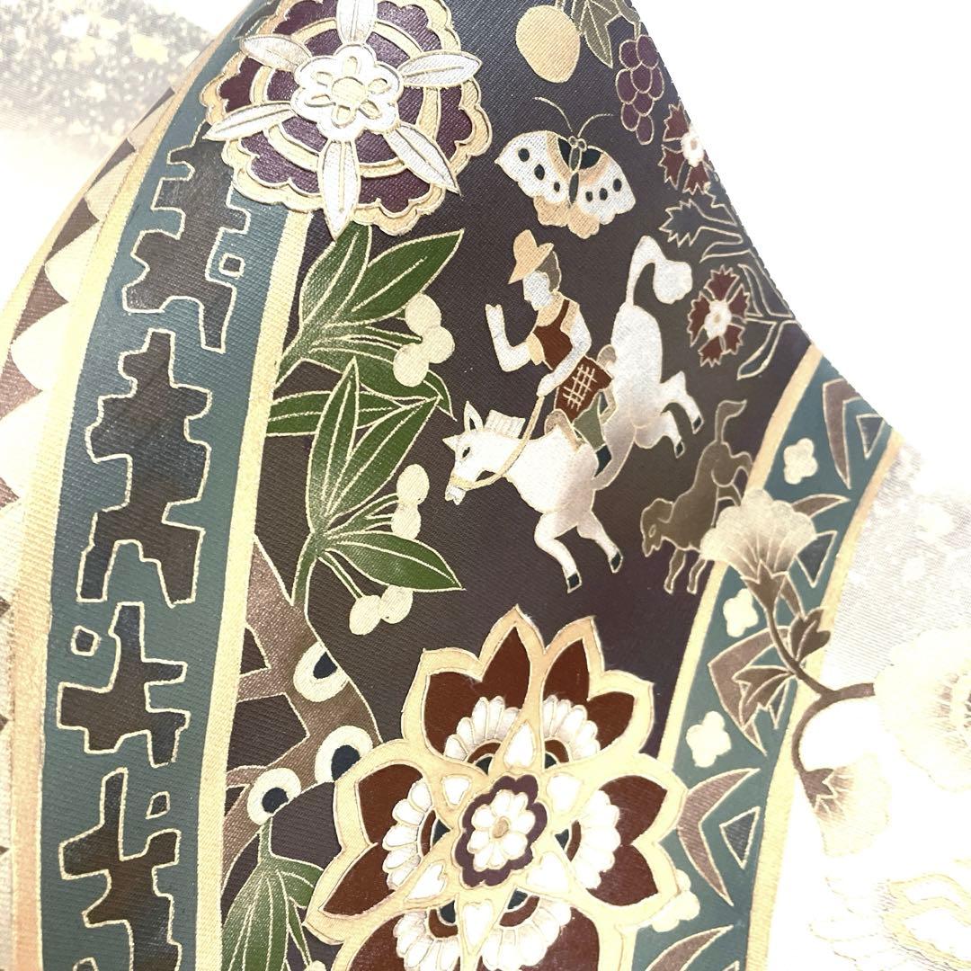 専用帯5669 4821 二点セット ○高級 正絹 太鼓六通 袋帯 花文 華文