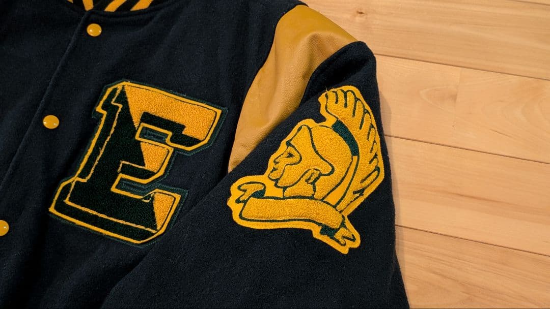 お洒落冬セット USA製 90s HOLLOWAY ウールスタジャン 緑 ゆるだぼ