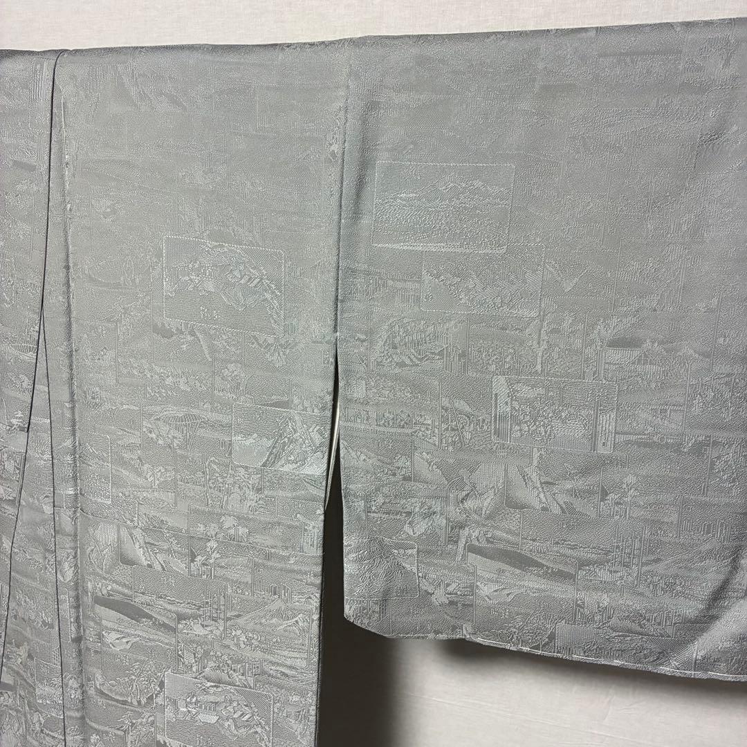 D15訪問着 安藤広重 東海道五拾五撰 さが美 正絹 着物 しつけ糸未使用極美品