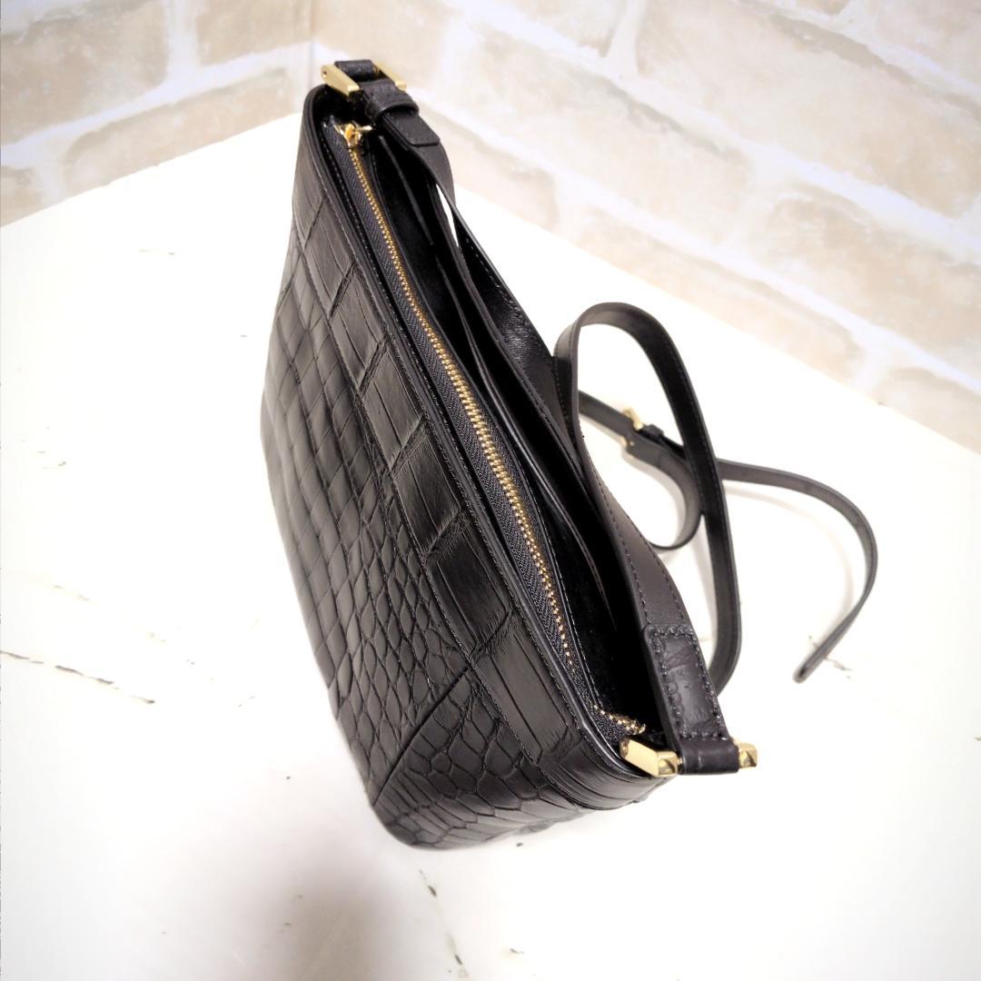 ☆クロコダイル/バケツ型 ショルダーバッグ ブラック 美品 希少レア