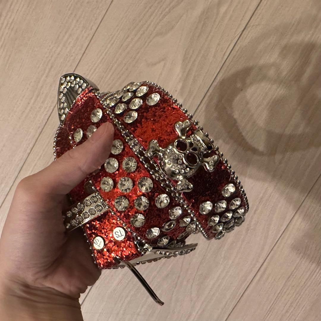 d.i.a系 y2k ベルト ギャル スカル 平成ギャル 赤 姫系 - メルカリ