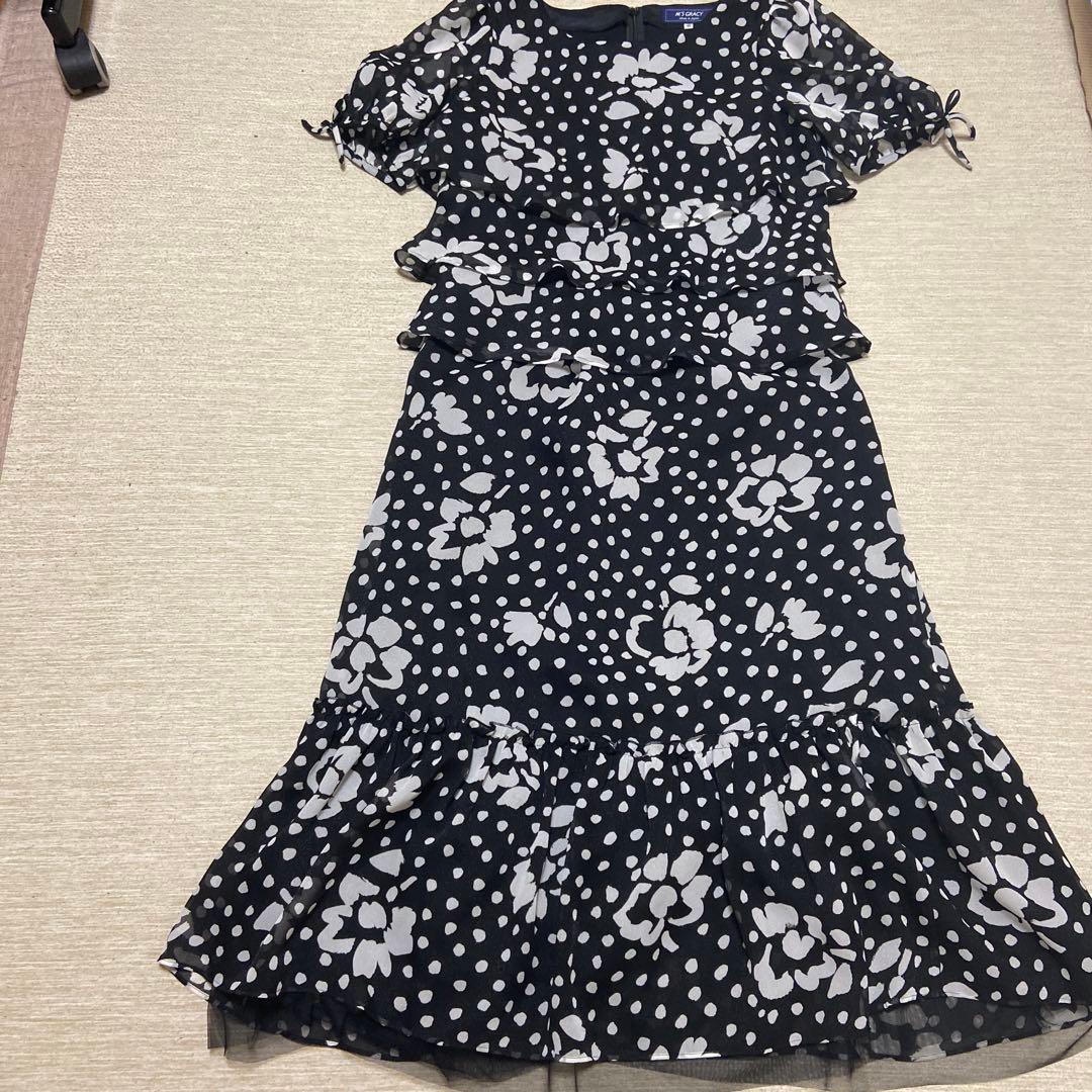 エムズグレイシー ドット花柄ブラウスセットアップ